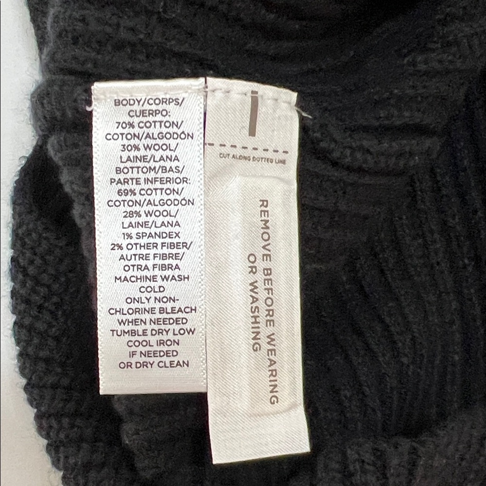 LOFT Black Sleeveless Quite Luxury Mock Neck Vertical Ribbed Decorative Sweater - Picture 8 of 13